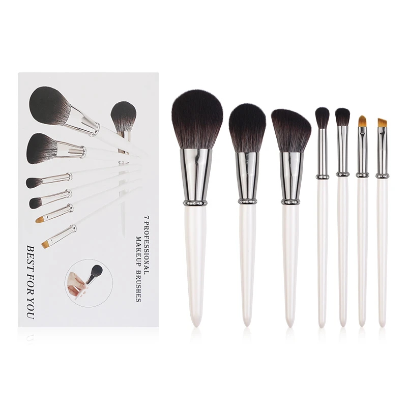 7 pcs Pearl White Makeup Brush Set