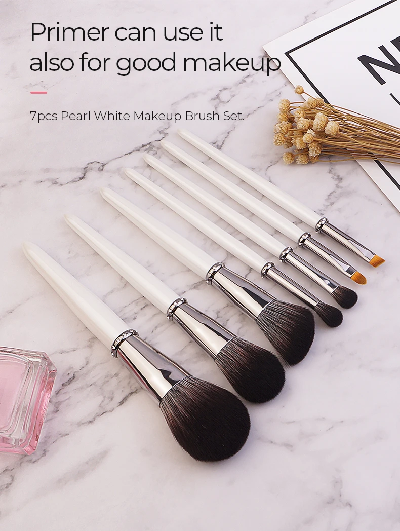7 pcs Pearl White Makeup Brush Set