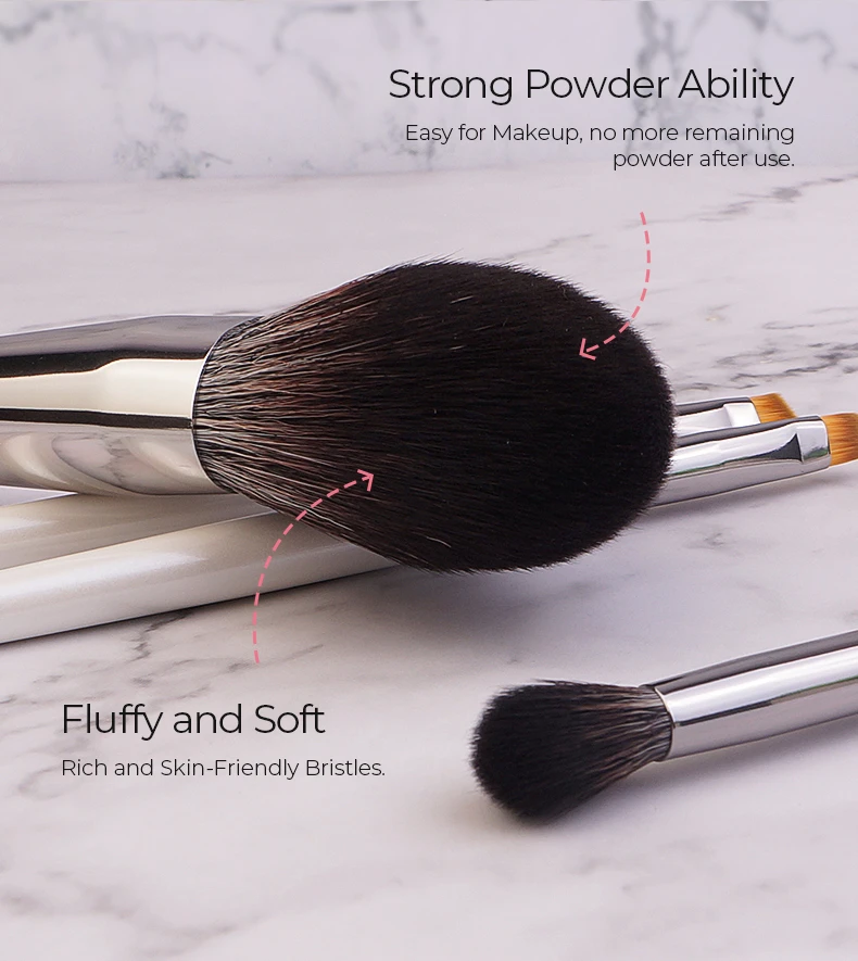 7 pcs Pearl White Makeup Brush Set