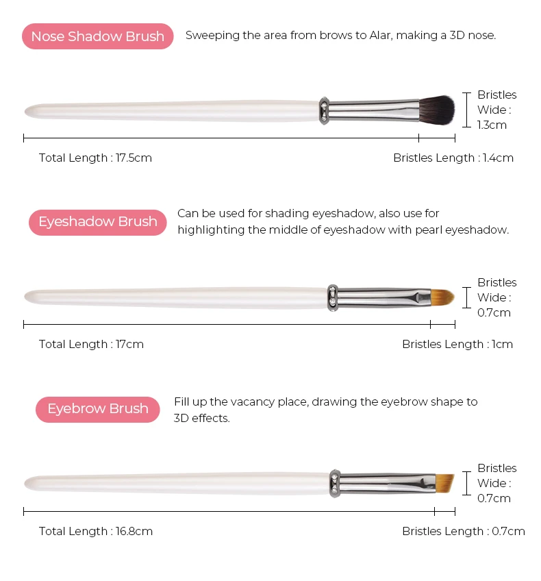 7 pcs Pearl White Makeup Brush Set
