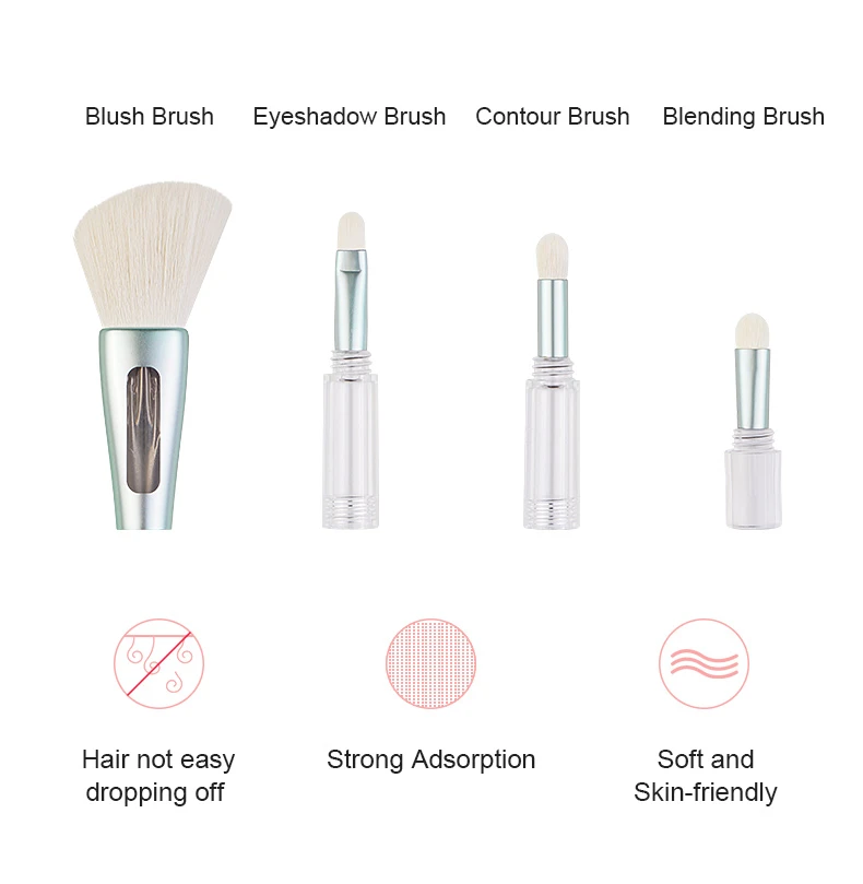 Portable 4-in-1 makeup brush