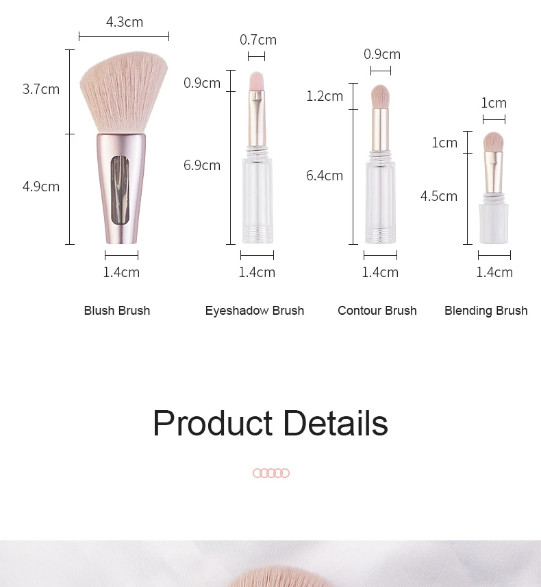 Portable 4-in-1 makeup brush