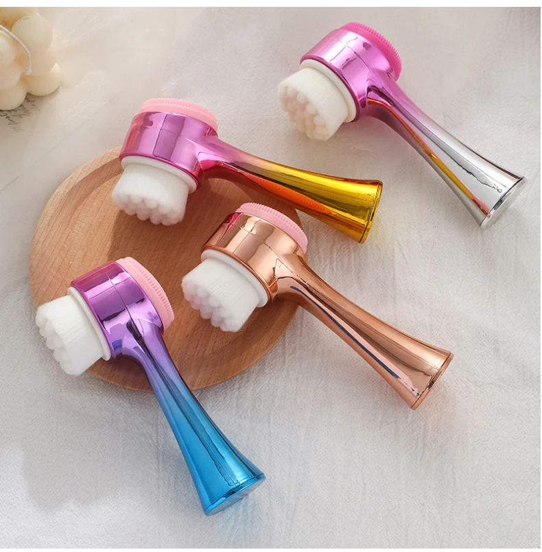 Electroplated face cleaning brush